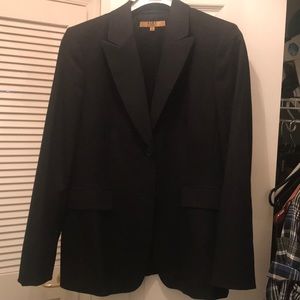 Black and blue pinstripe blazer